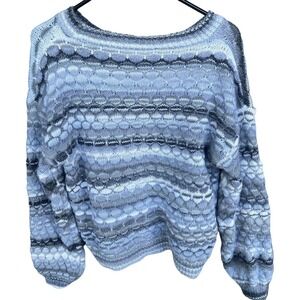 Vicario Cinque Italian Wool Blend Sweater Womens Small Gray Striped Chunky